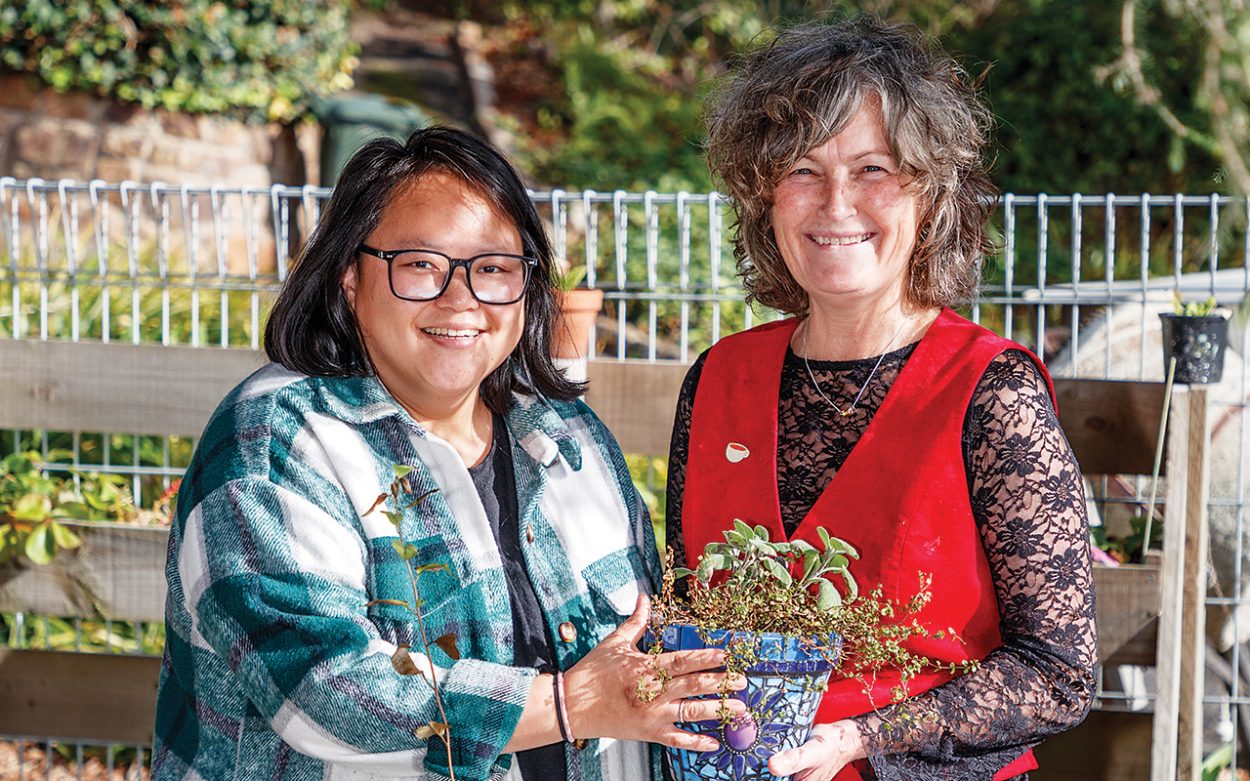 Growing opportunities: Pippa McPherson and Dale Allison Newman tend plants at the Rye Play and Grow Community garden which they hope will provide knowledge that will help the careers of young people. Picture: Yanni