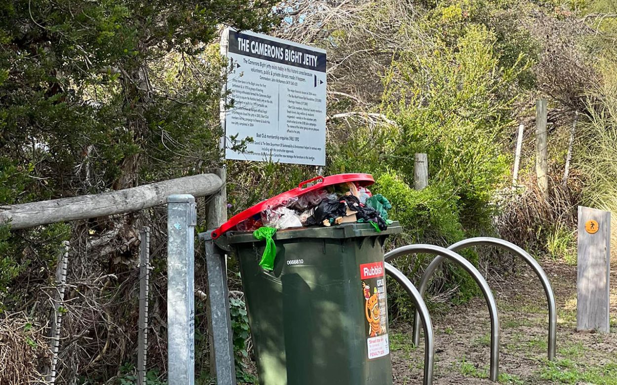 AN overflowing bin at Cameron's Bight, Blairgowrie. Picture: Supplied