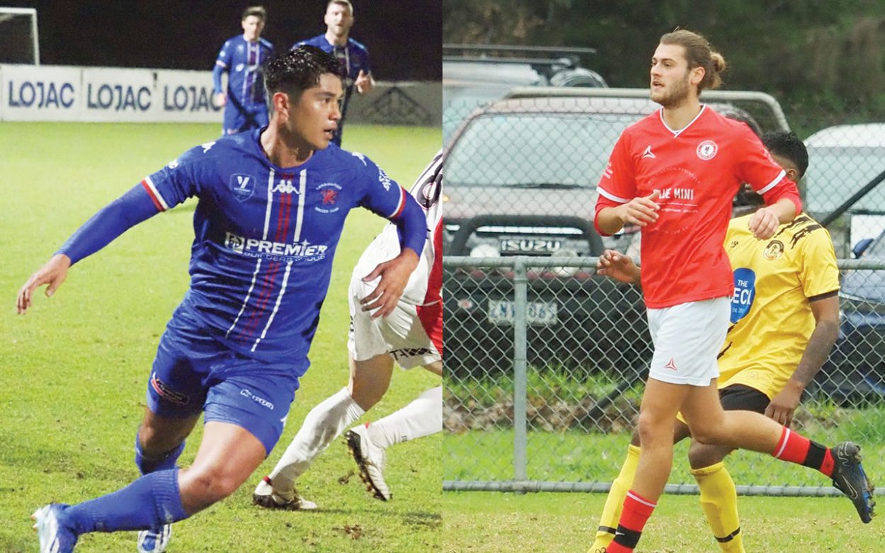 Winning ways: Ryo Takahashi (left) scored a stunning winning goal for Langwarrin on Friday night while Rosebud’s matchwinner on Saturday came from Davis Markulin. Pictures: Darryl Kennedy