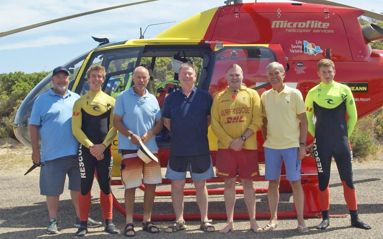 GUNNAMATTA lifesaver Joseph Watt (pictured third from right) has been awarded the Emergency Services Medal. Picture: Supplied