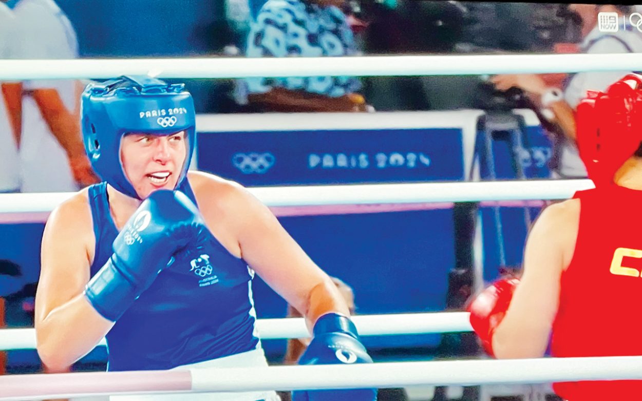 CAITLIN Parker squares up to Chinese fighter Li Qian. Picture: Supplied