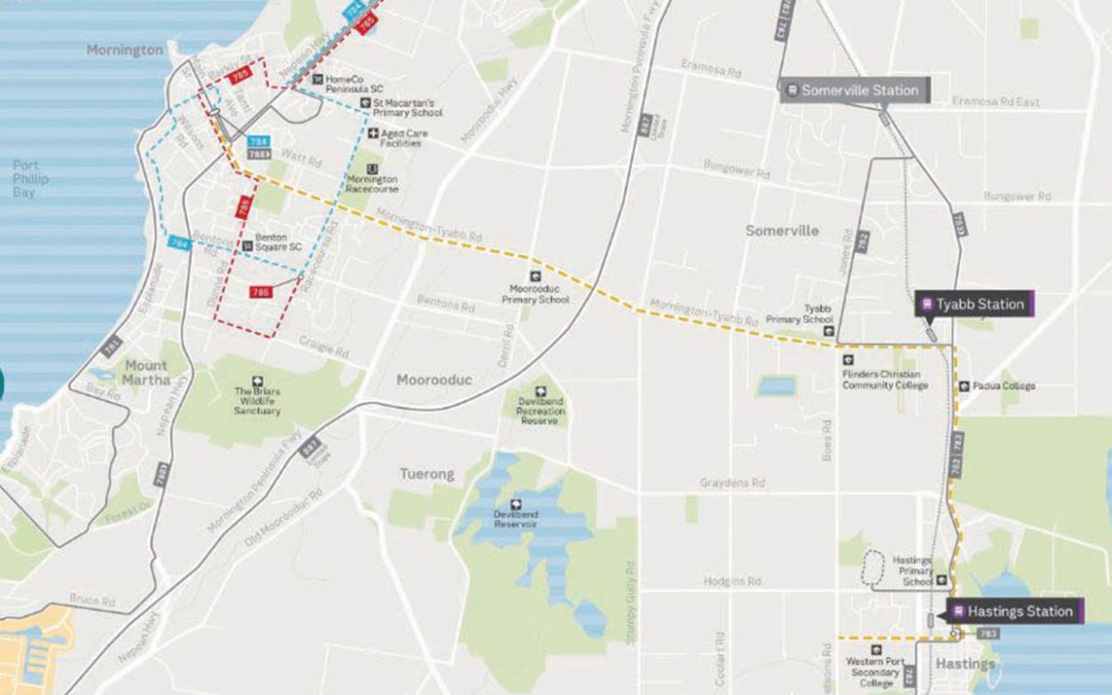 The state government has begun consultation on the new bus route - it is proposed to span between Tanti Avenue in Mornington and Hendersons Road in Hastings.