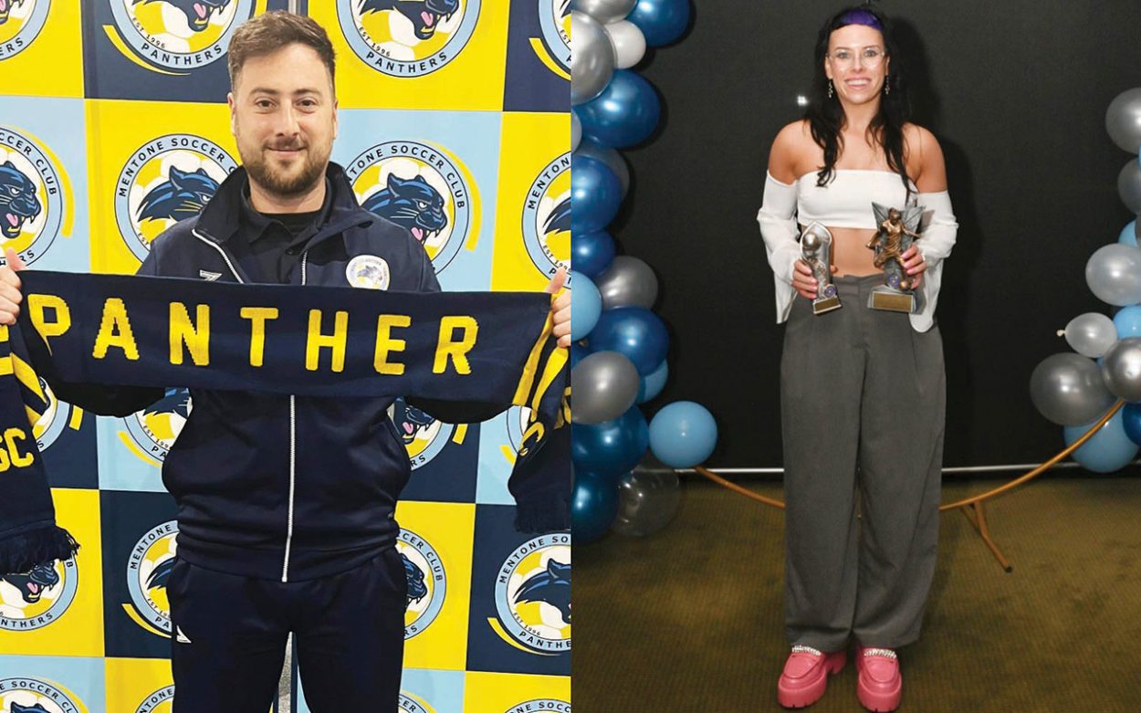 In the spotlight: Newly appointed Mentone head coach Matias Cantavenera (left) and Skye United’s Abby Johnston who won the club’s Laa Chol Women’s Player of the Year and Players’ Player awards. Johnston picture: Jordan Martin