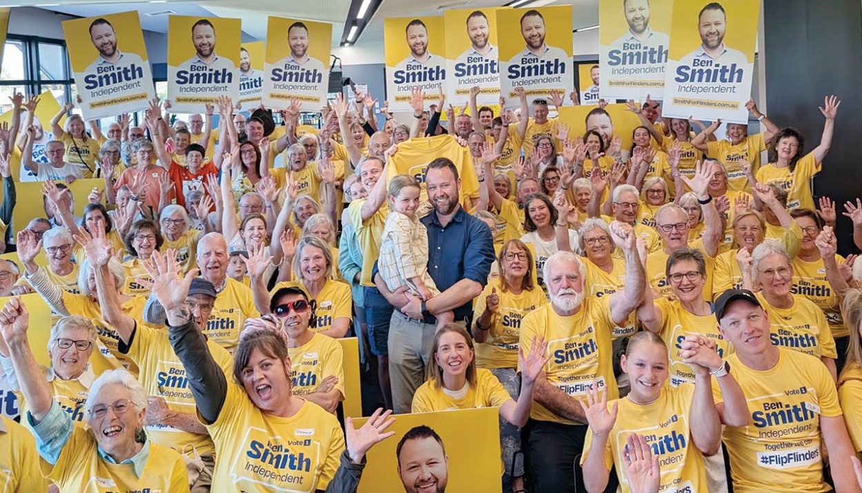 BEN Smith, holding daughter Pippa, at his campaign launch on Saturday 7 December. Picture: Supplied