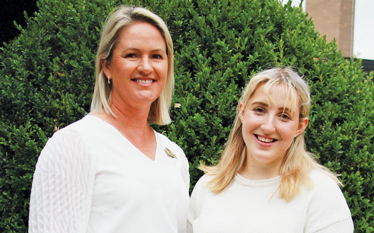 MOUNT Erin College principal Jenni Hodgins (left) pictured with Kirsten Harkness. The year 12 student achieved the highest score ever achieved at the school with an outstanding 99.75. Picture: Supplied