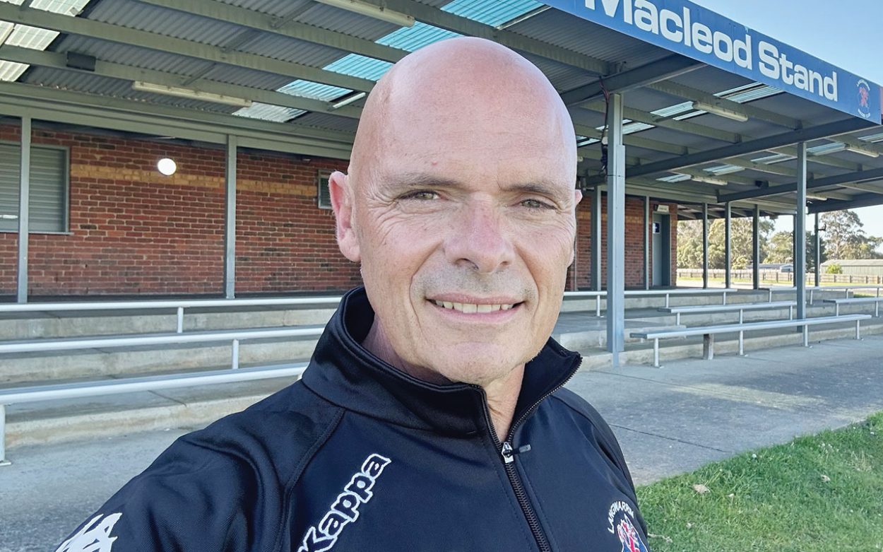 Tough at the top: New Langwarrin president Rob Vickery pictured in front of the Gus Macleod Stand at Lawton Park. Picture: Supplied