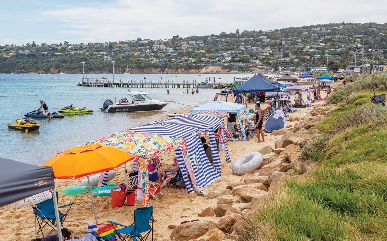 Cabanas and tents at Safety Beach. Picture: Gary Sissons